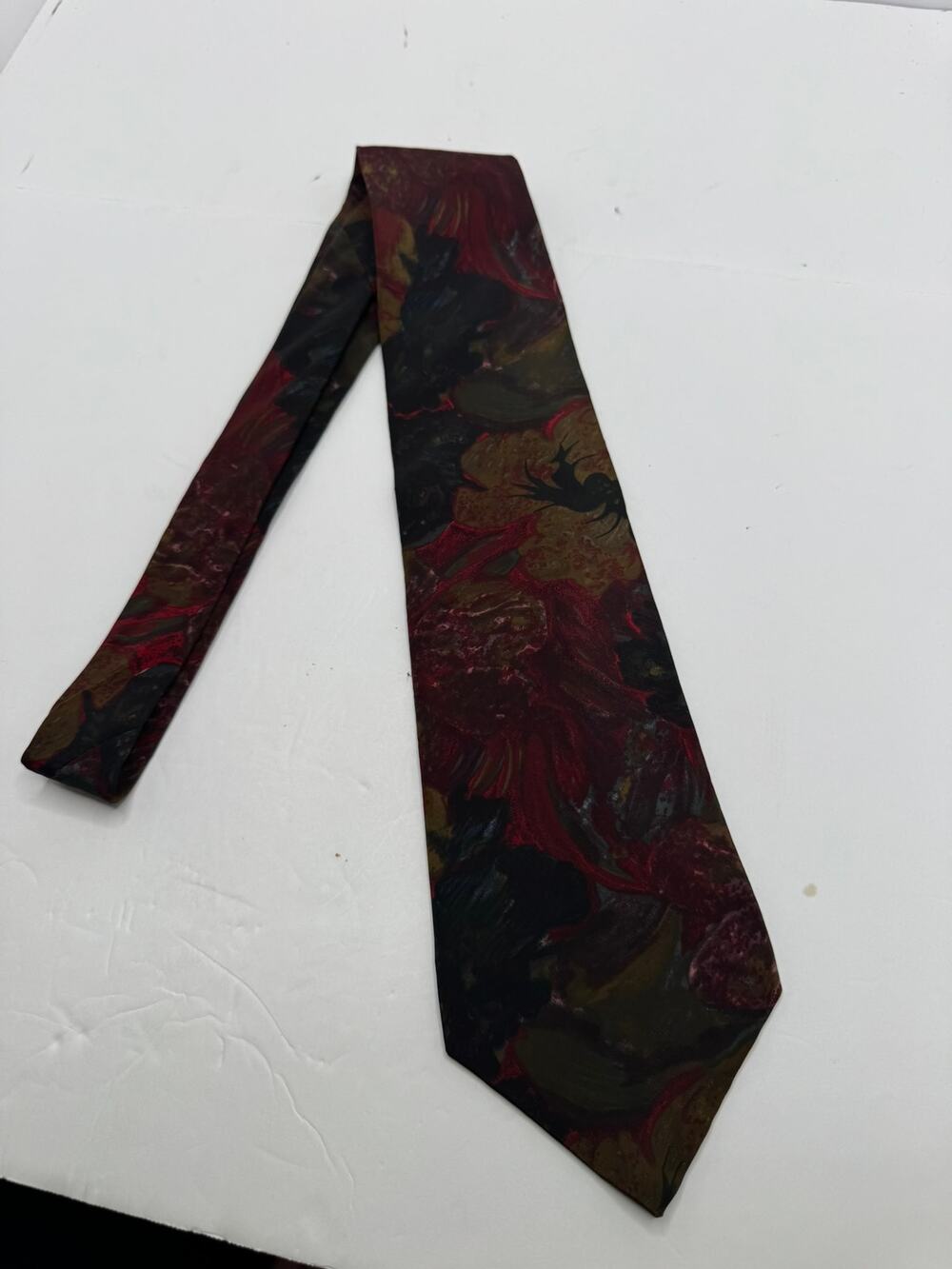 Oscar de la Renta Mens Vintage Abstract Silk Necktie